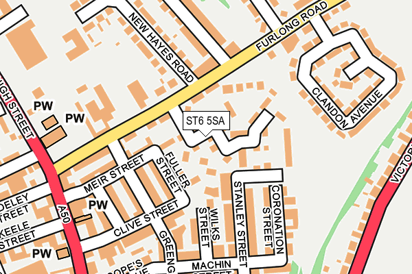 ST6 5SA map - OS OpenMap – Local (Ordnance Survey)