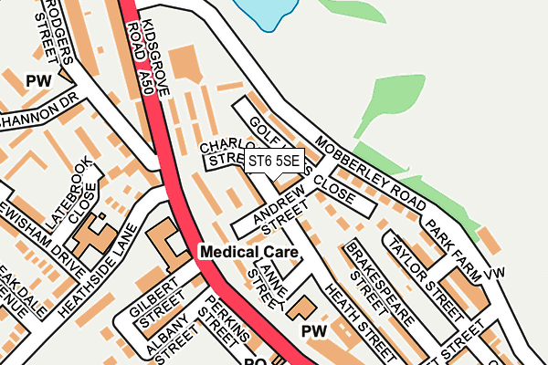 ST6 5SE map - OS OpenMap – Local (Ordnance Survey)