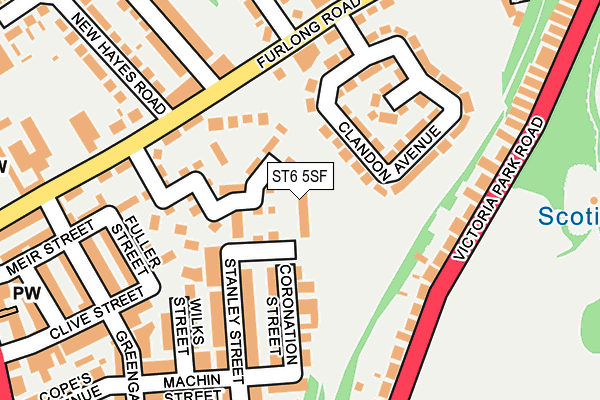 ST6 5SF map - OS OpenMap – Local (Ordnance Survey)