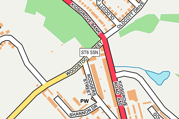 ST6 5SN map - OS OpenMap – Local (Ordnance Survey)