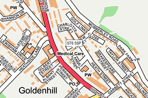 ST6 5SP map - OS OpenMap – Local (Ordnance Survey)