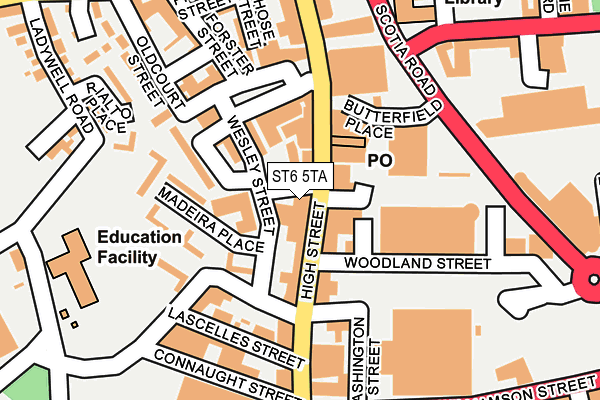 ST6 5TA map - OS OpenMap – Local (Ordnance Survey)