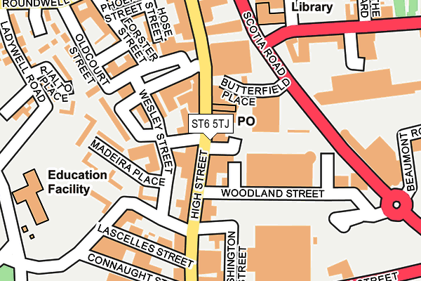 ST6 5TJ map - OS OpenMap – Local (Ordnance Survey)