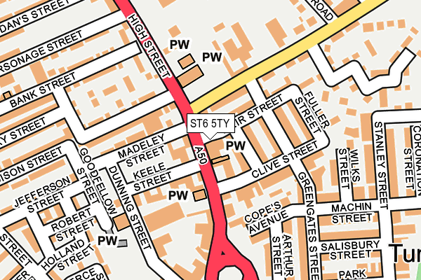 ST6 5TY map - OS OpenMap – Local (Ordnance Survey)