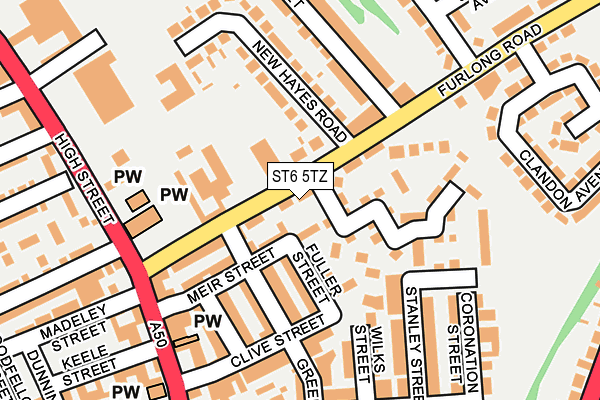 ST6 5TZ map - OS OpenMap – Local (Ordnance Survey)