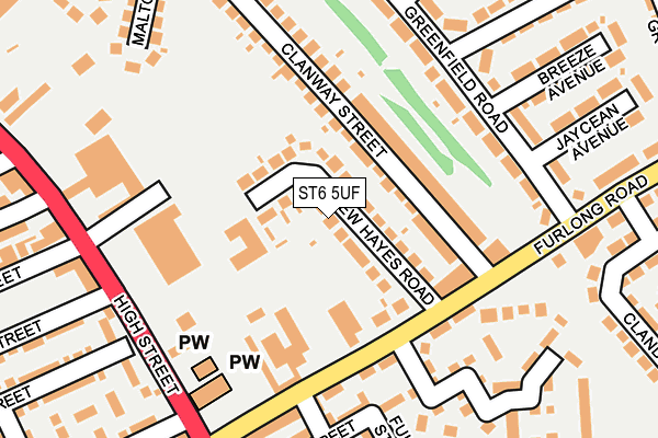 ST6 5UF map - OS OpenMap – Local (Ordnance Survey)