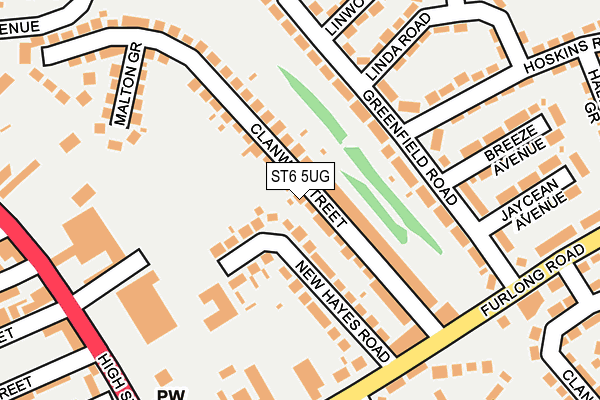 ST6 5UG map - OS OpenMap – Local (Ordnance Survey)