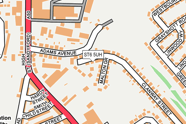 ST6 5UH map - OS OpenMap – Local (Ordnance Survey)