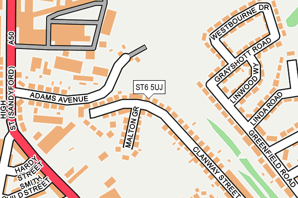 ST6 5UJ map - OS OpenMap – Local (Ordnance Survey)