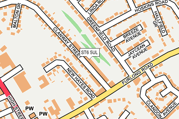 ST6 5UL map - OS OpenMap – Local (Ordnance Survey)