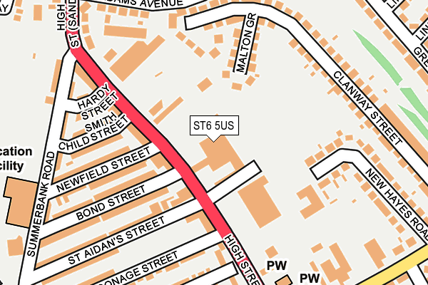 ST6 5US map - OS OpenMap – Local (Ordnance Survey)