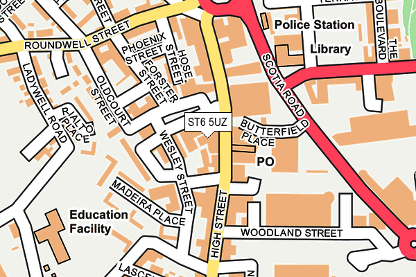 ST6 5UZ map - OS OpenMap – Local (Ordnance Survey)
