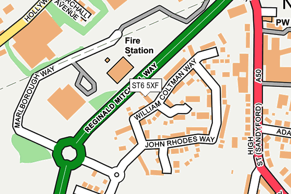 ST6 5XF map - OS OpenMap – Local (Ordnance Survey)