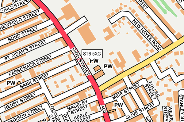 ST6 5XG map - OS OpenMap – Local (Ordnance Survey)