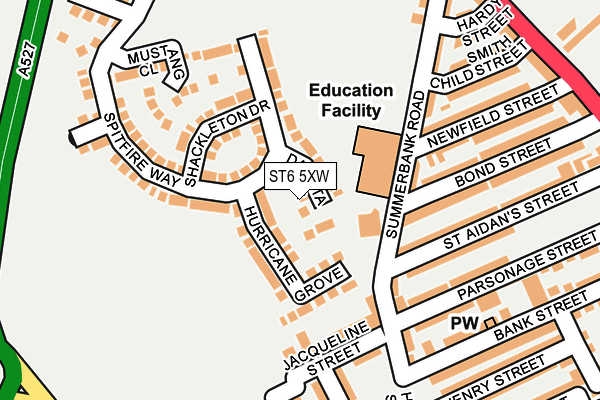 ST6 5XW map - OS OpenMap – Local (Ordnance Survey)