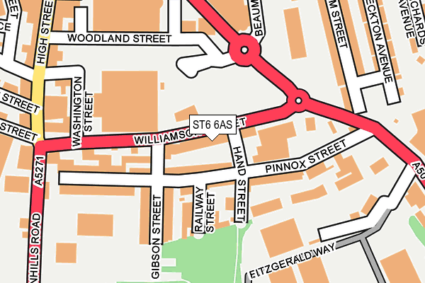 ST6 6AS map - OS OpenMap – Local (Ordnance Survey)