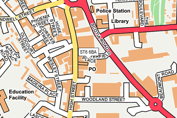 ST6 6BA map - OS OpenMap – Local (Ordnance Survey)