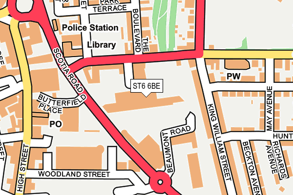 ST6 6BE map - OS OpenMap – Local (Ordnance Survey)