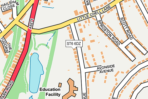 ST6 6DZ map - OS OpenMap – Local (Ordnance Survey)