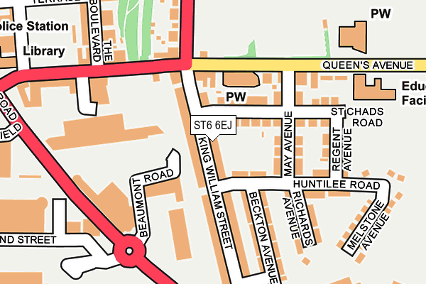 ST6 6EJ map - OS OpenMap – Local (Ordnance Survey)