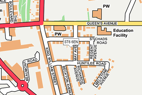 ST6 6EN map - OS OpenMap – Local (Ordnance Survey)