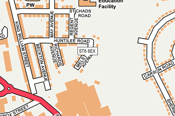 ST6 6EX map - OS OpenMap – Local (Ordnance Survey)