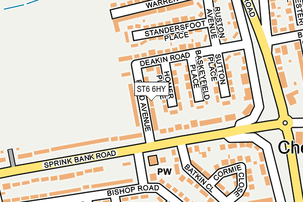ST6 6HY map - OS OpenMap – Local (Ordnance Survey)