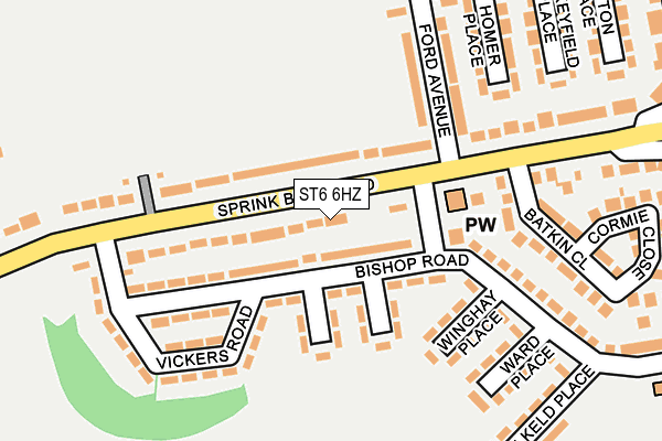 ST6 6HZ map - OS OpenMap – Local (Ordnance Survey)