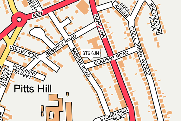 ST6 6JN map - OS OpenMap – Local (Ordnance Survey)