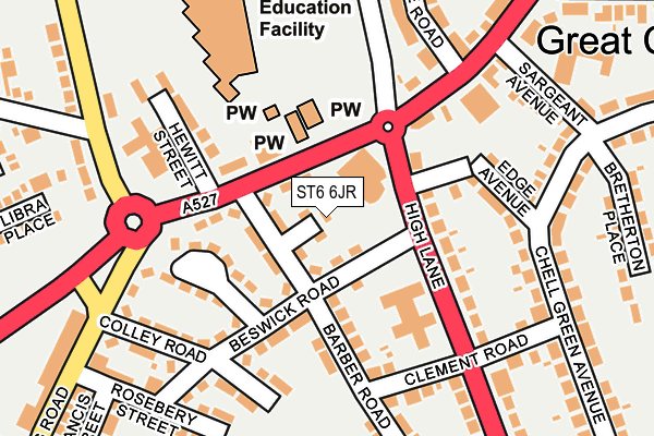 ST6 6JR map - OS OpenMap – Local (Ordnance Survey)