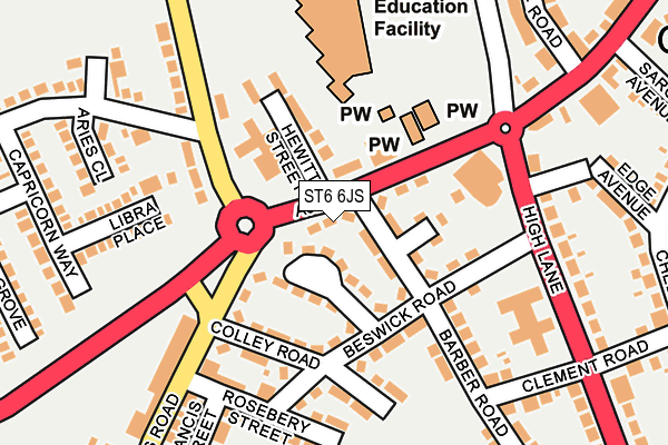 ST6 6JS map - OS OpenMap – Local (Ordnance Survey)