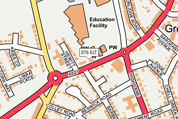 ST6 6JT map - OS OpenMap – Local (Ordnance Survey)