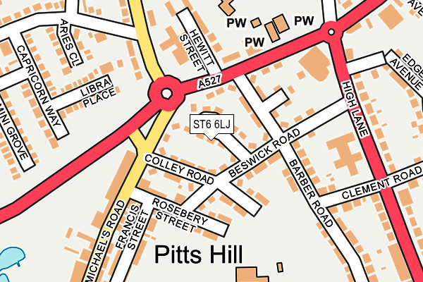 ST6 6LJ map - OS OpenMap – Local (Ordnance Survey)