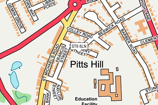ST6 6LN map - OS OpenMap – Local (Ordnance Survey)