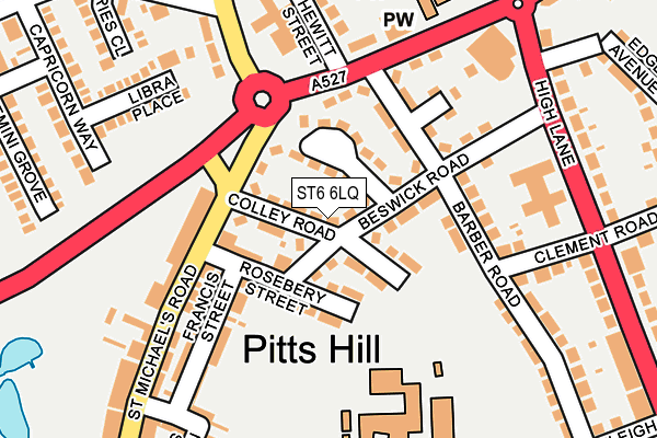 ST6 6LQ map - OS OpenMap – Local (Ordnance Survey)