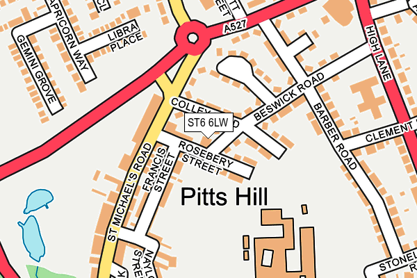 ST6 6LW map - OS OpenMap – Local (Ordnance Survey)