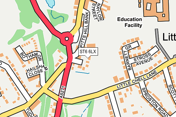 ST6 6LX map - OS OpenMap – Local (Ordnance Survey)