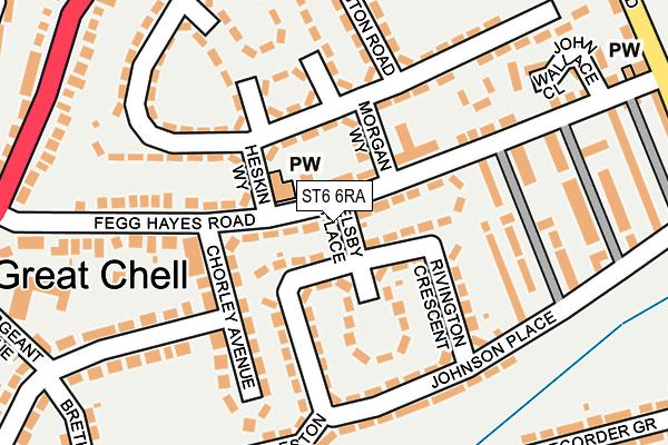 ST6 6RA map - OS OpenMap – Local (Ordnance Survey)