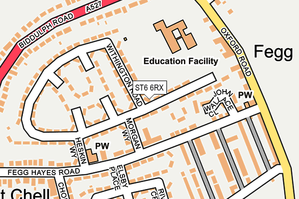 ST6 6RX map - OS OpenMap – Local (Ordnance Survey)