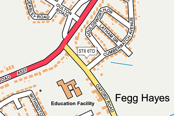 ST6 6TD map - OS OpenMap – Local (Ordnance Survey)