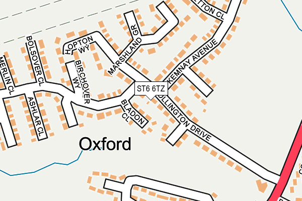 ST6 6TZ map - OS OpenMap – Local (Ordnance Survey)