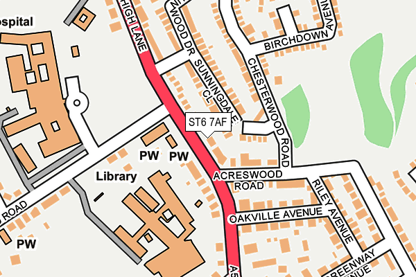 ST6 7AF map - OS OpenMap – Local (Ordnance Survey)