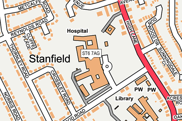 ST6 7AG map - OS OpenMap – Local (Ordnance Survey)