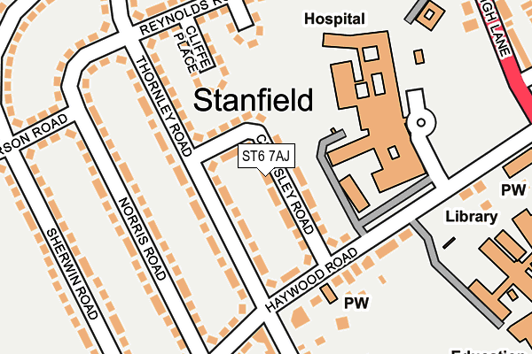 ST6 7AJ map - OS OpenMap – Local (Ordnance Survey)