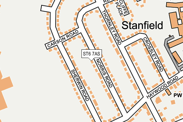 ST6 7AS map - OS OpenMap – Local (Ordnance Survey)