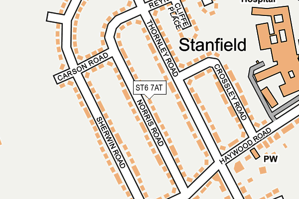 ST6 7AT map - OS OpenMap – Local (Ordnance Survey)