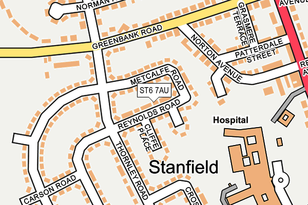 ST6 7AU map - OS OpenMap – Local (Ordnance Survey)