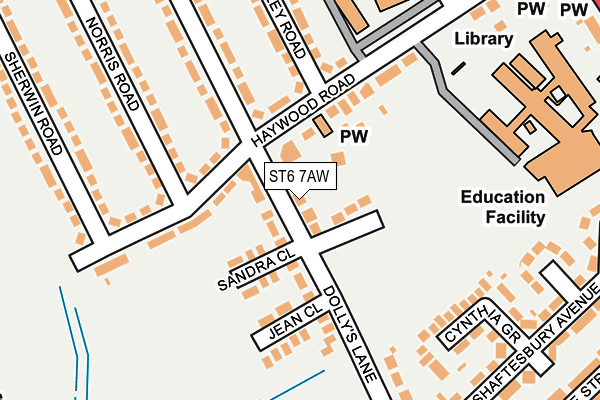 ST6 7AW map - OS OpenMap – Local (Ordnance Survey)