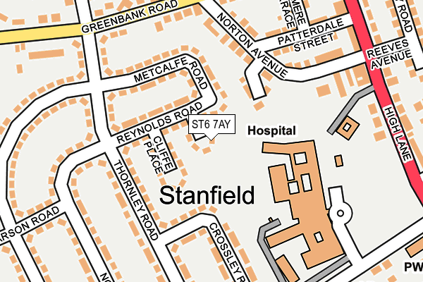 ST6 7AY map - OS OpenMap – Local (Ordnance Survey)