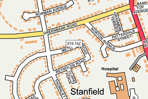 ST6 7AZ map - OS OpenMap – Local (Ordnance Survey)